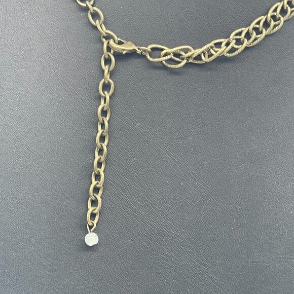 Cluster Rhinestone Stones Statement Bib Necklace Gold Tone 18 to 21 Inches - Picture 9 of 9